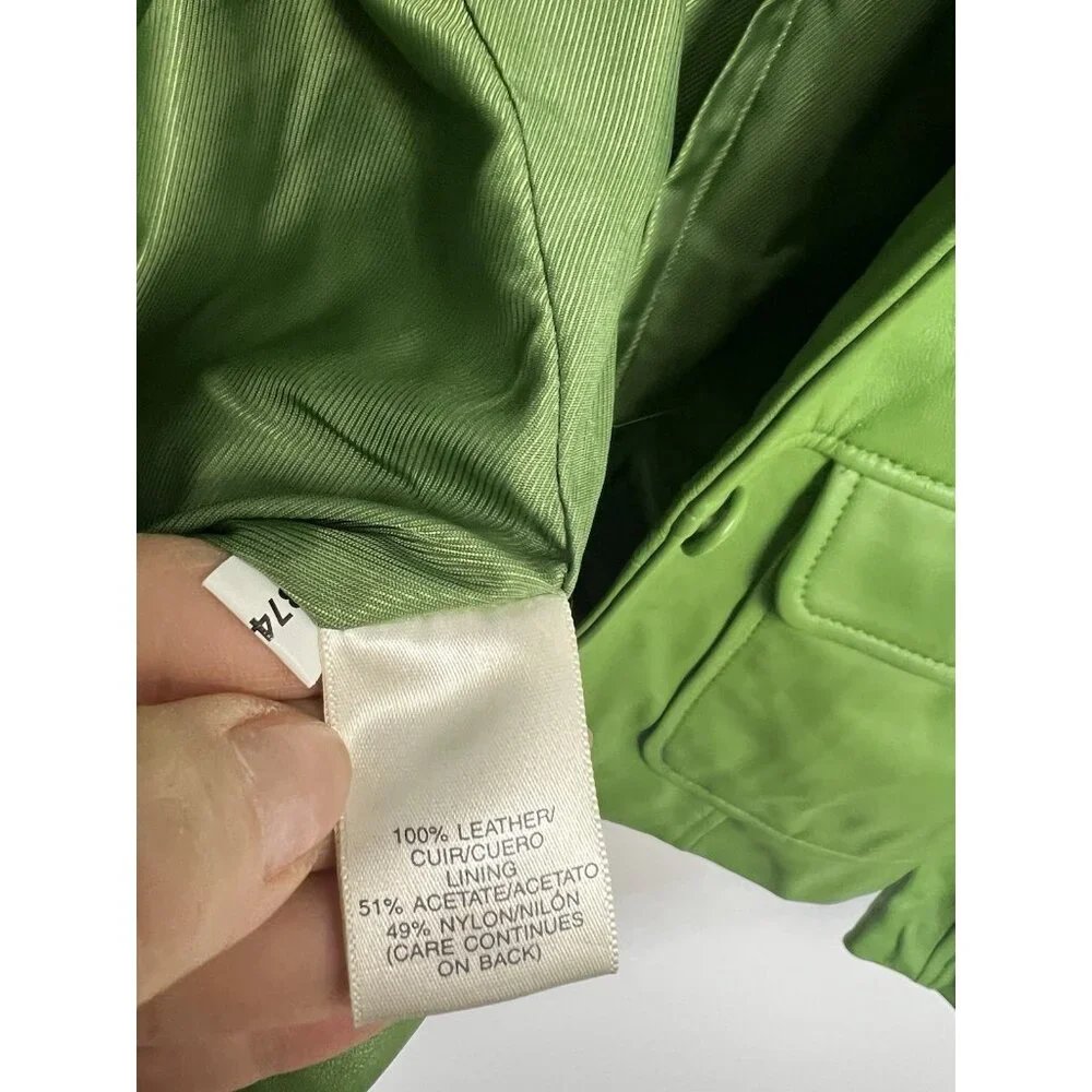 Susan Bristol Vintage Genuine Green Soft Leather Blazer Jacket Sz 10 - Picture 3 of 11